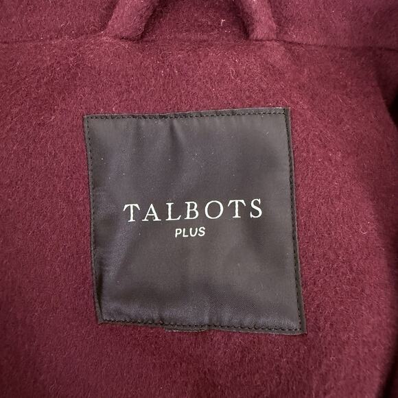 Talbots Double Breasted Wool Blend Pea Coat Plus Size 3XL Burgundy Wine Academia - Picture 9 of 16